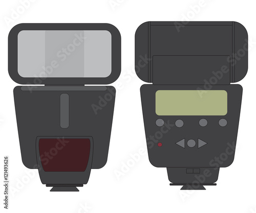On-camera external photo flash line vector image