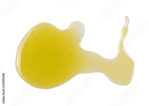 Puddle of olive oil isolated on white