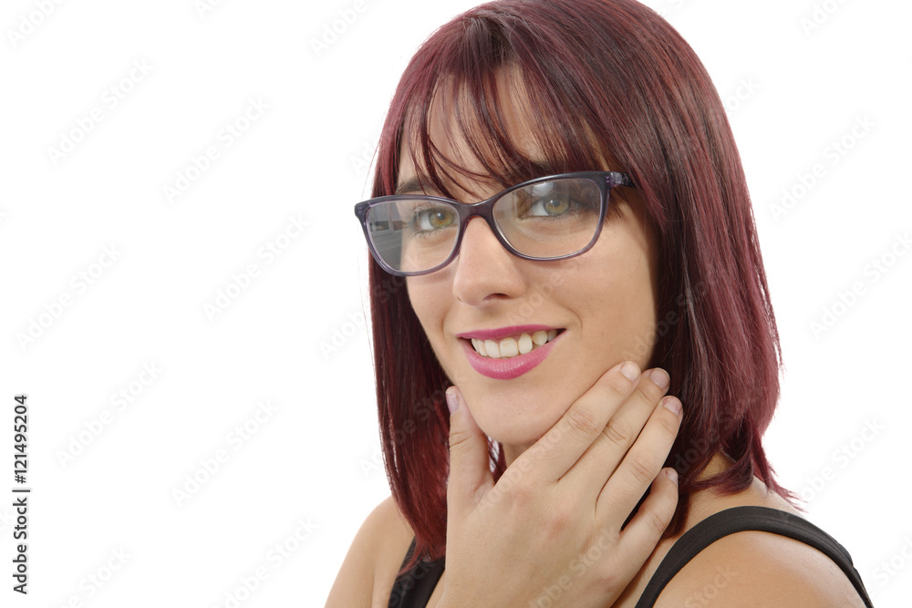 beautiful young woman with red hairs and glasses beautiful young woman with red hairs and glasses