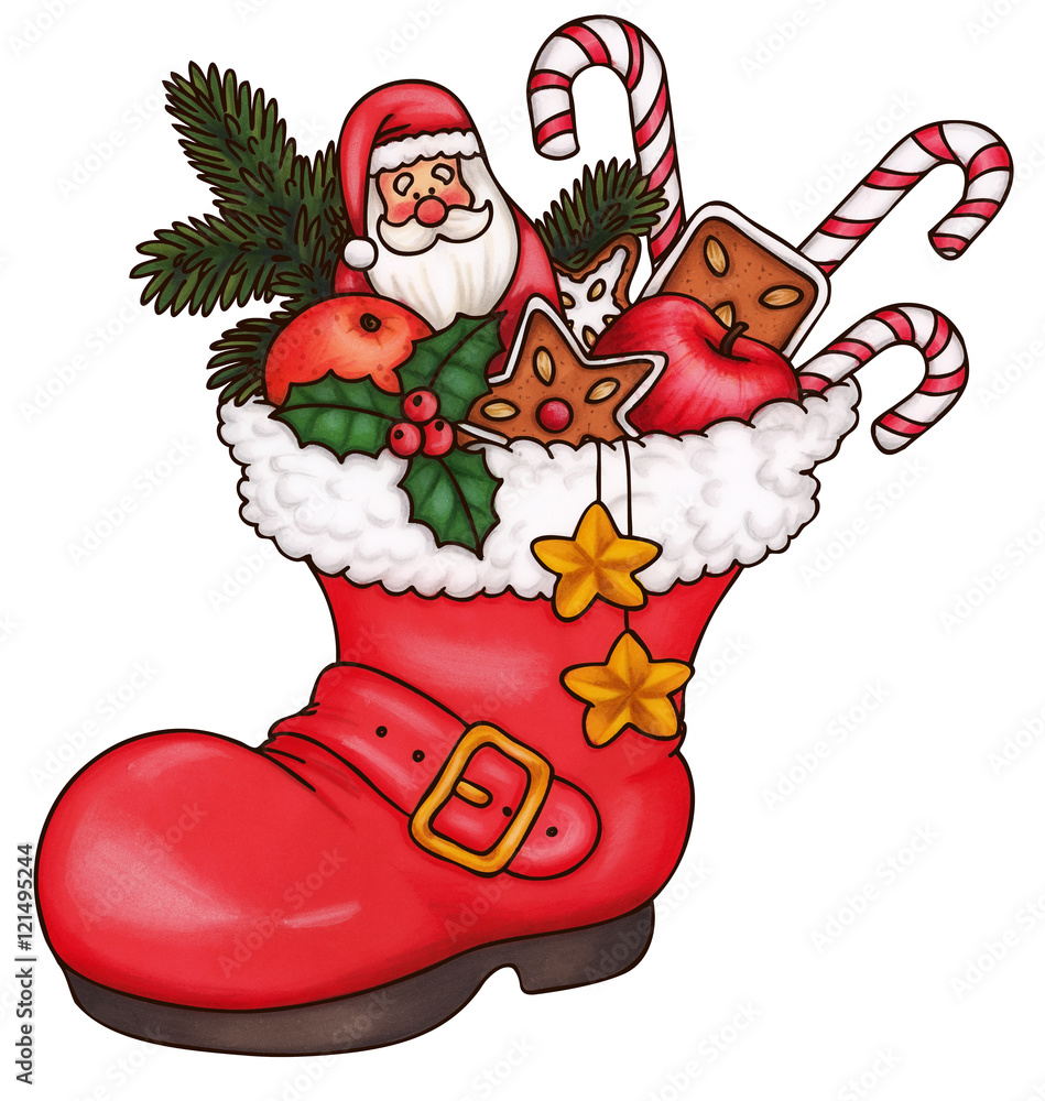 Nikolaus, Nikolausstiefel, Stiefel, Weihnachten Stock-Illustration | Adobe  Stock