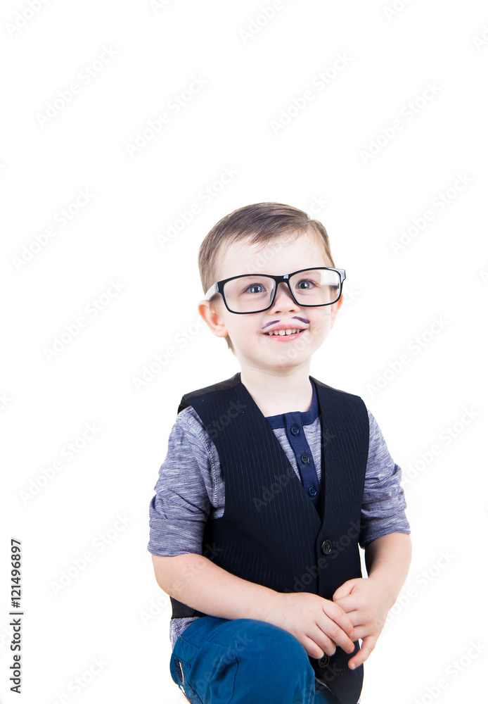 Portrait of a cute boy with glasses for vision on a white background
Portrait of a cute boy with glasses for vision on a white background