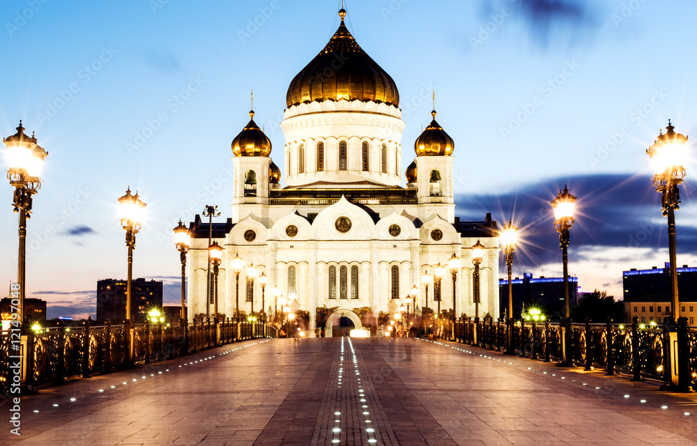 Russian Orthodox Cathedral of Christ the Saviour in the night