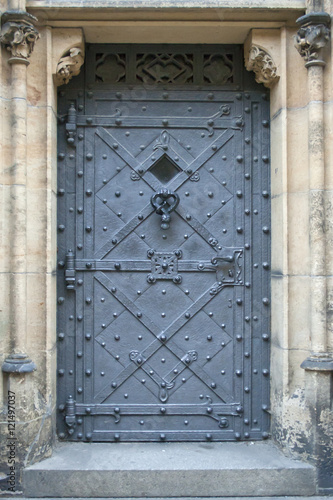 Old decorated iron church door