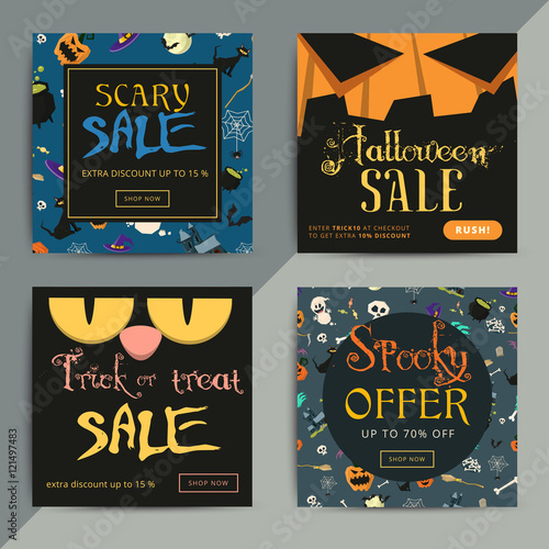 Set of creative social media sale web banners design for online