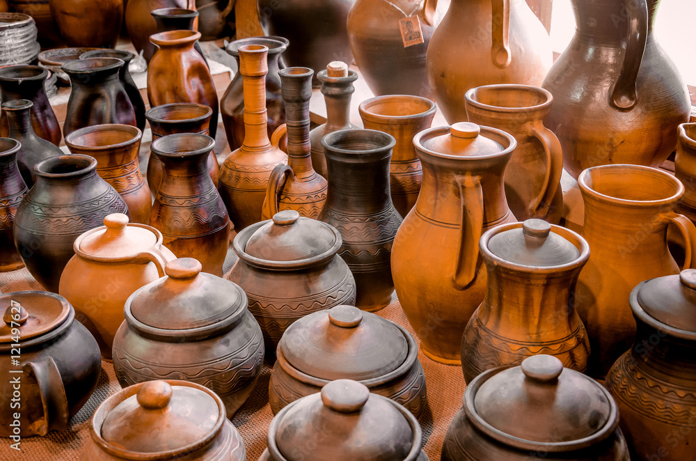 abundance of clay pots/abundance of clay pots which stand together