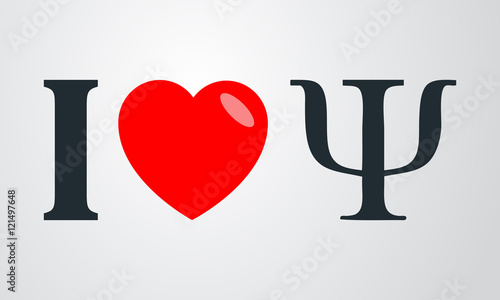 Icono plano i love simbolo Psi en fondo degradado