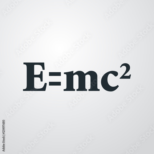 Icono plano simbolo E=mc2 en fondo degradado