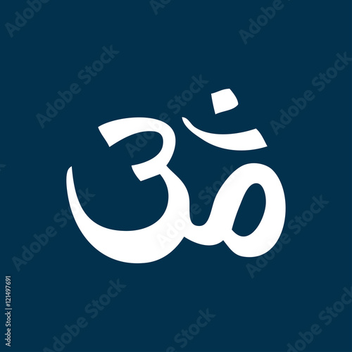 Icono plano simbolo Om en fondo azul oscuro