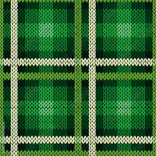 Seamless pattern as a knitted fabric in green and white