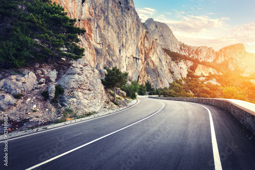 Beautiful asphalt road. Col...