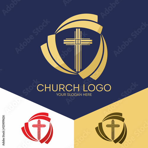 Church logo. Christian symbols. The cross of Jesus Christ.