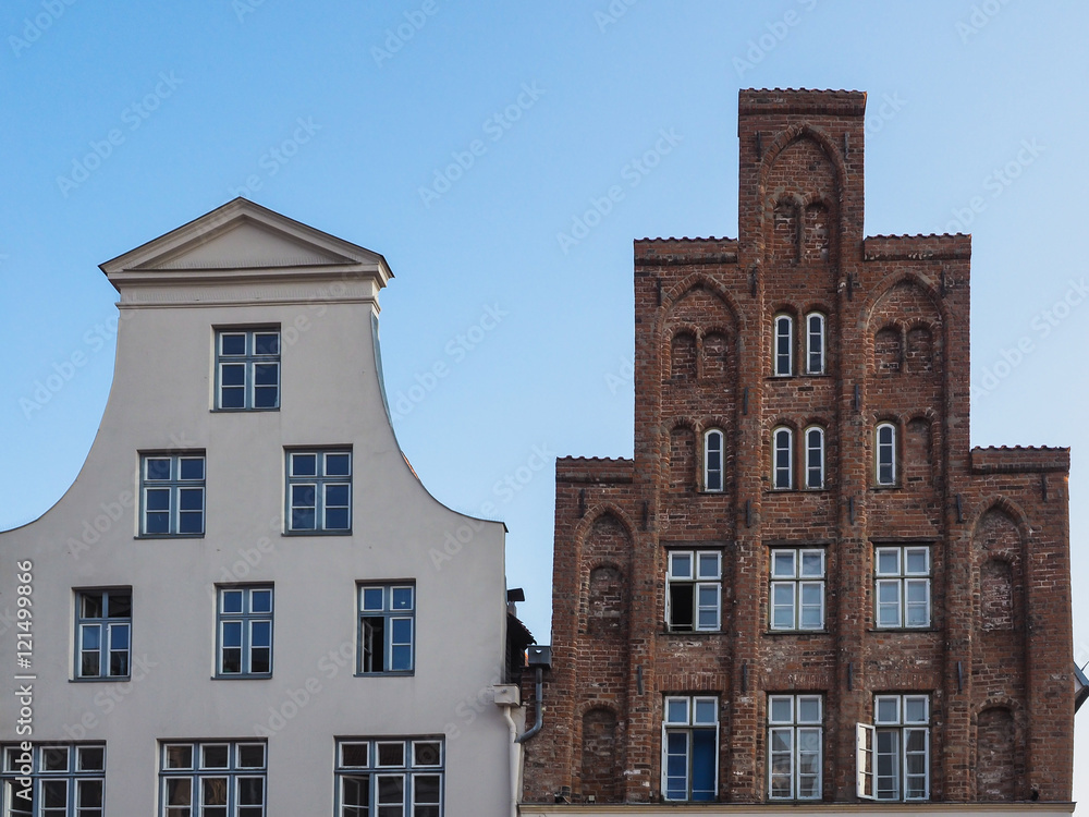 Typische Giebel von Häusern in Lübeck, Deutschland