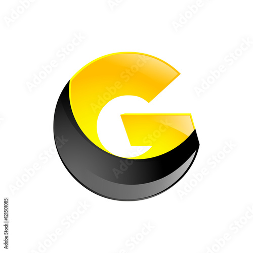 Creative yellow and black symbol letter G for your application or company design alphabet Graphics 3d letter