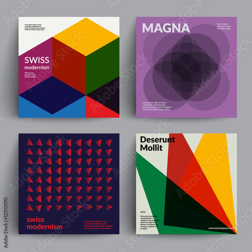 Retro covers set. Swiss style modernism. Eps10 vector.