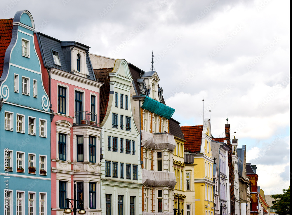 Historic Buildings in old town of Rostock. Historic Buildings in old town of Rostock.