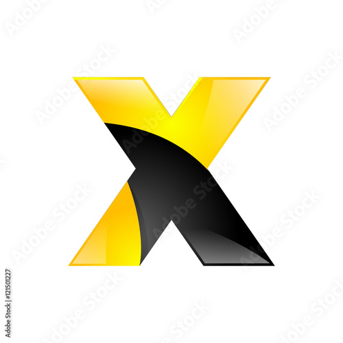 Creative yellow and black symbol letter X for your application or company design alphabet Graphics 3d letter