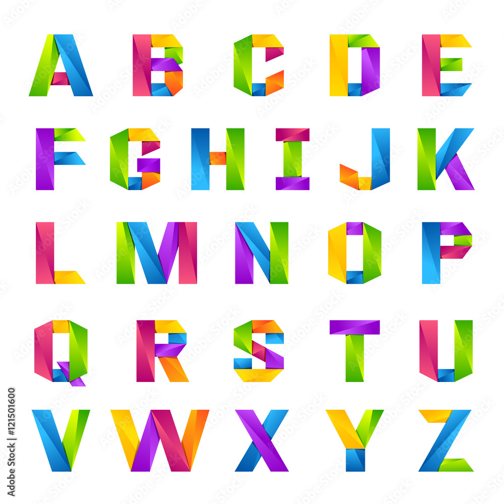 Fun english alphabet one line colorful letters set. Font style ...