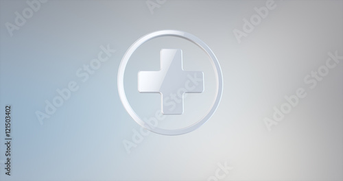 Medical Cross White 3d Icon on gradient background