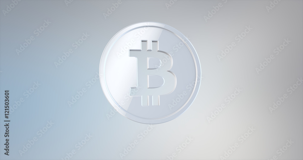 Obraz premium Coin Bitcoin White 3d Icon on gradient background