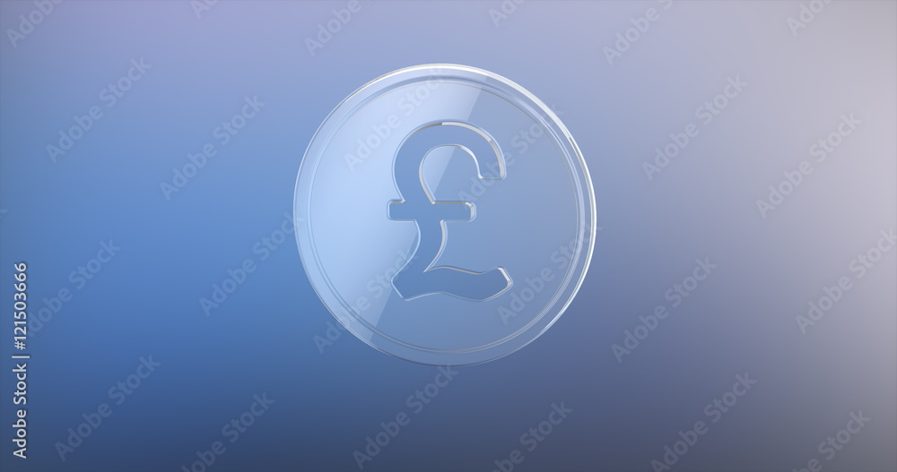 Coin Great Britain Pound Glass 3d Icon on gradient background Coin Great Britain Pound Glass 3d Icon on gradient background