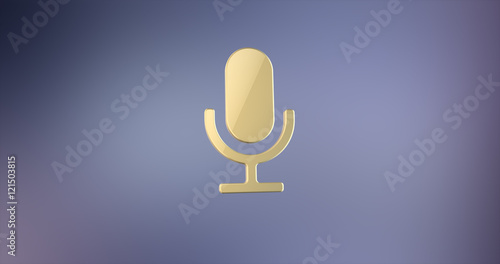 Microphone Gold 3d Icon on gradient background