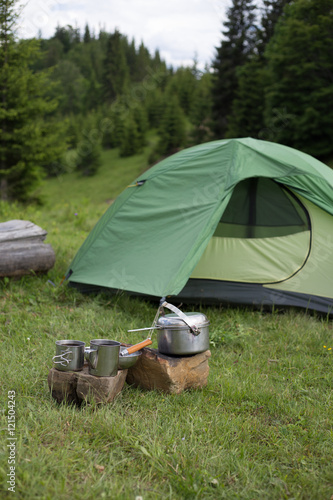 Camping on the mountain top.