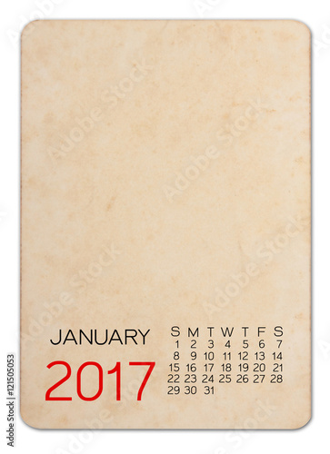 Calendar of 2017 on the Empty old photo