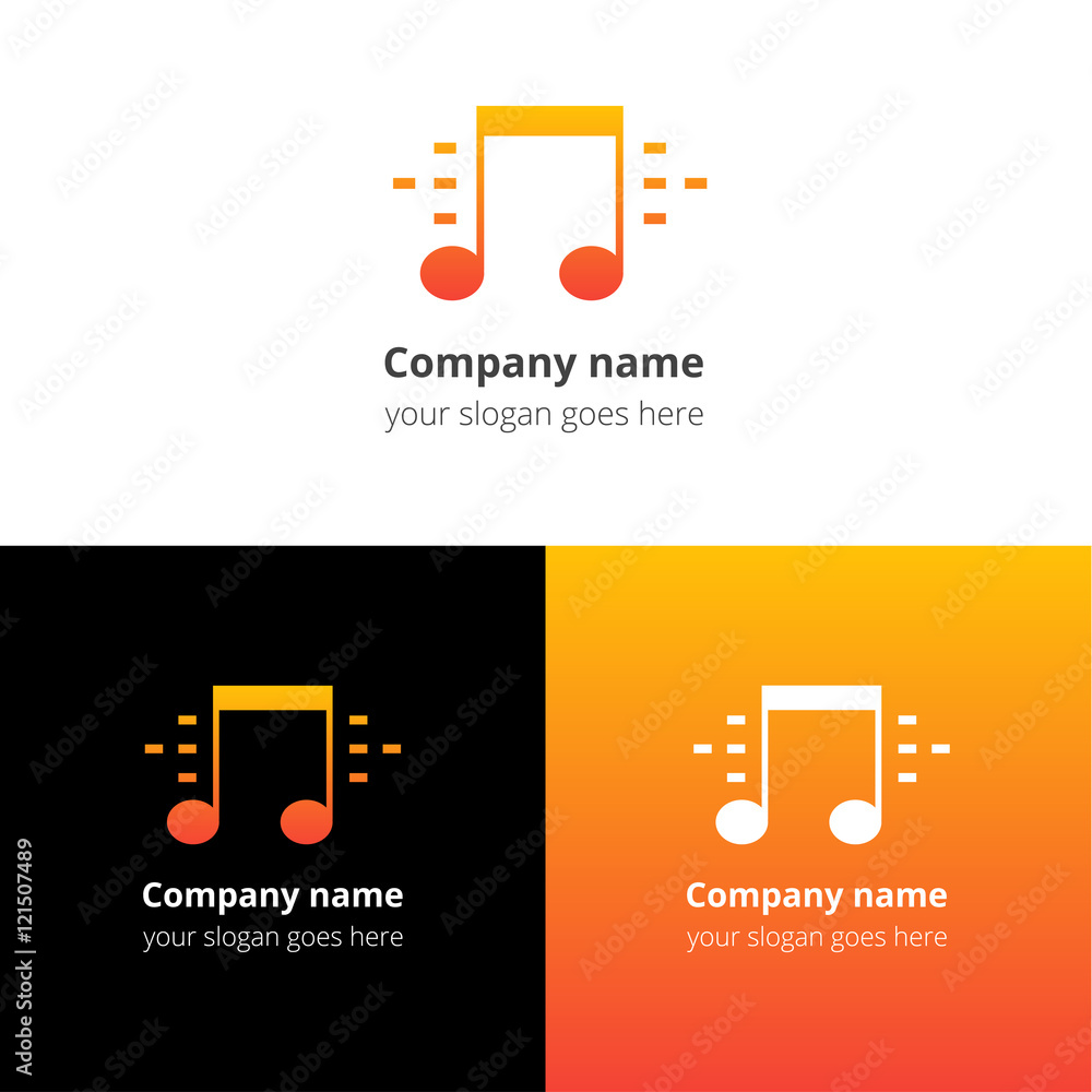 Music note and equalizer beat background flat logo icon vector template.  Abstract symbol and button with orange gradient for music service or  company. Stock Vector | Adobe Stock