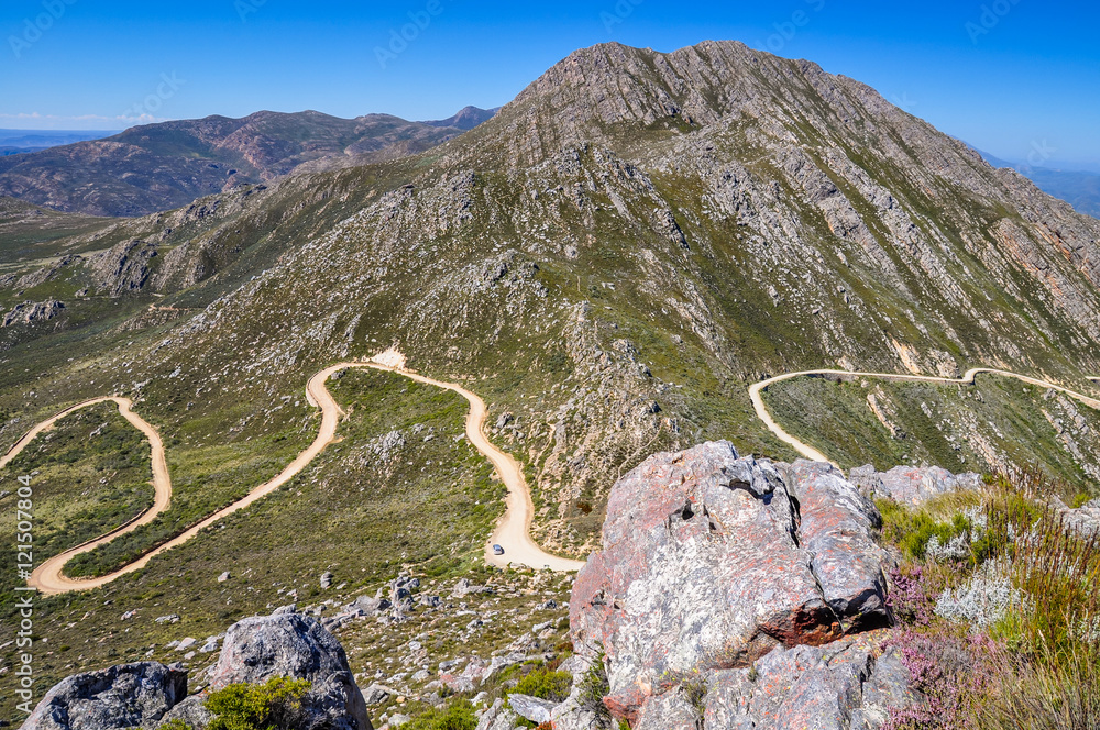 Panorama shot of Swartberg Pass road Little Karoo area near