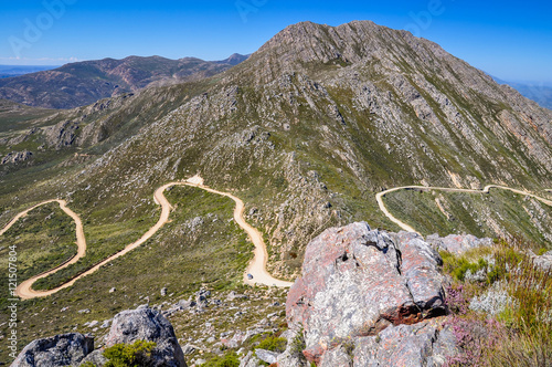 Canvas Print Panorama shot of Swartberg Pass road - Little Karoo area near Oudtshoorn, Western Cape Province, South Africa