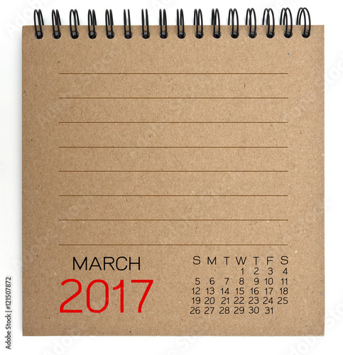 2017 Calendar on brown Texture Paper