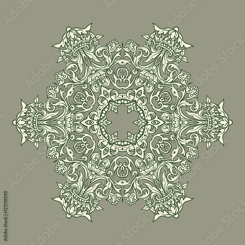 Vintage baroque mandala ornament in american dollar colors.