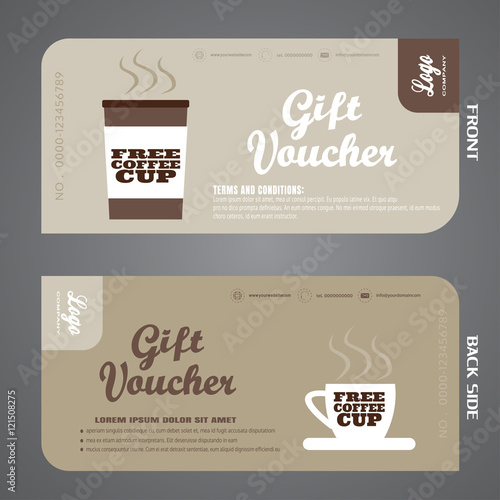 Blank of vector gift voucher to increase the sales of coffee in a cafe.