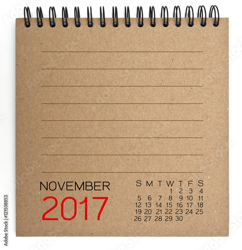 2017 Calendar on brown Texture Paper