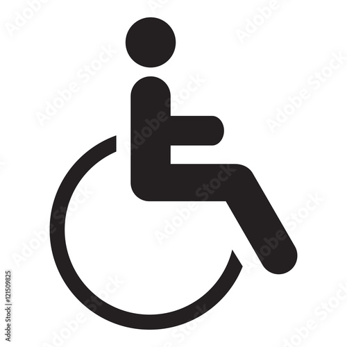 Disabled icon sign, black isolated on white background, vector illustration.