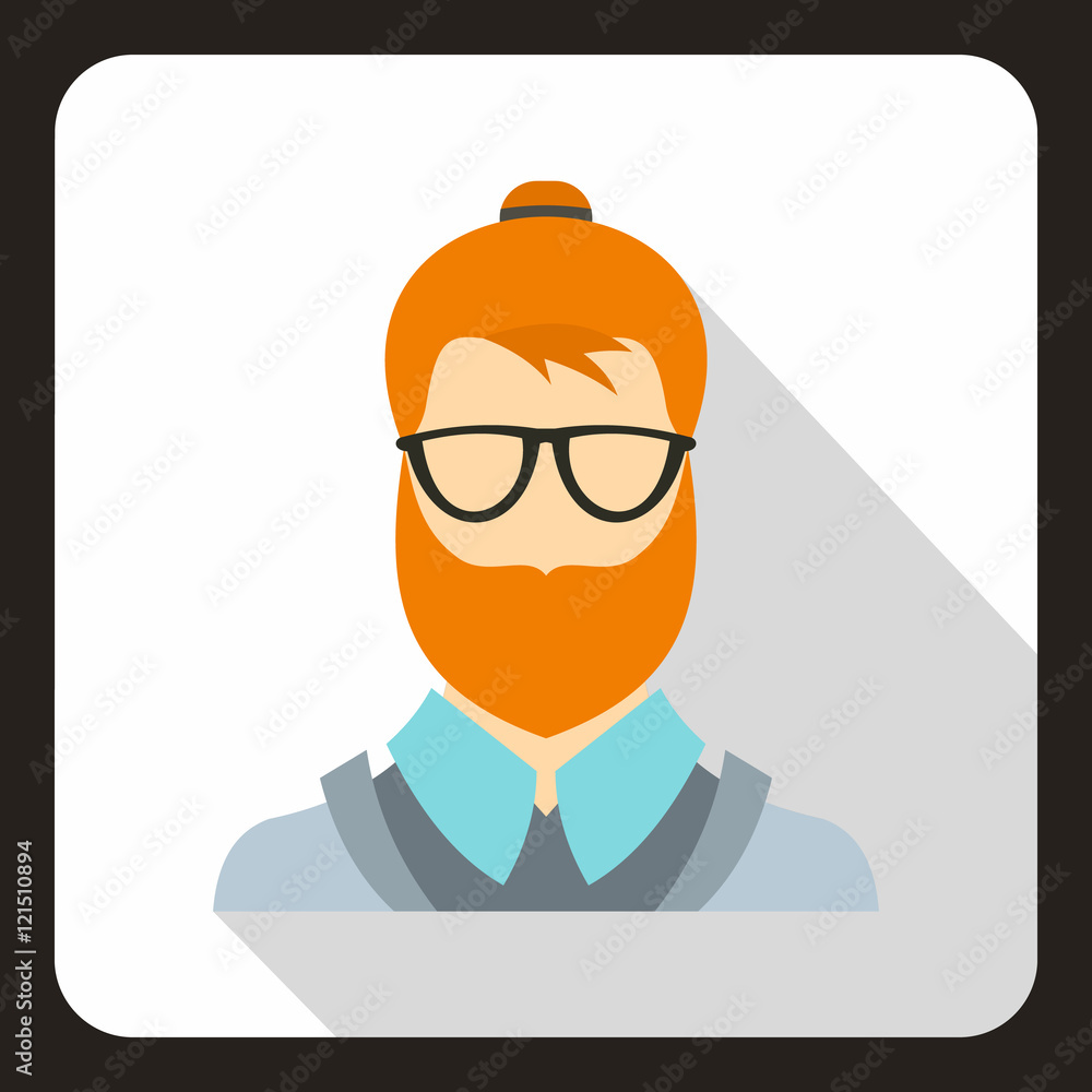 Hipster man icon in flat style on a white background vector illustration