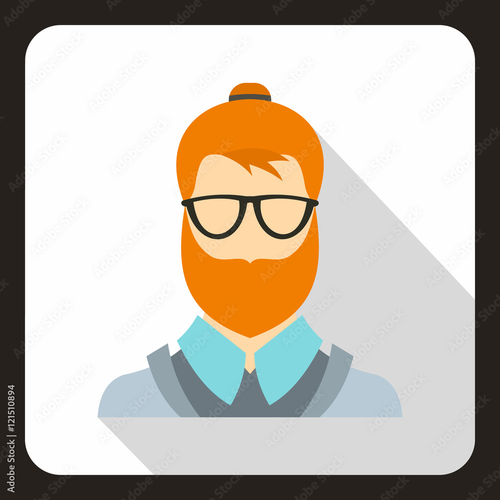 Hipster man icon in flat style on a white background vector illustration Hipster man icon in flat style on a white background vector illustration