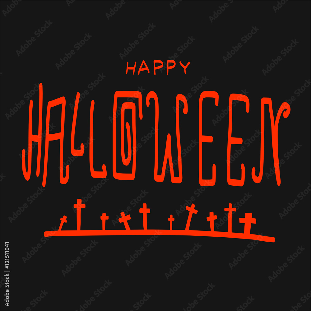 Happy Halloween word on black background illustration