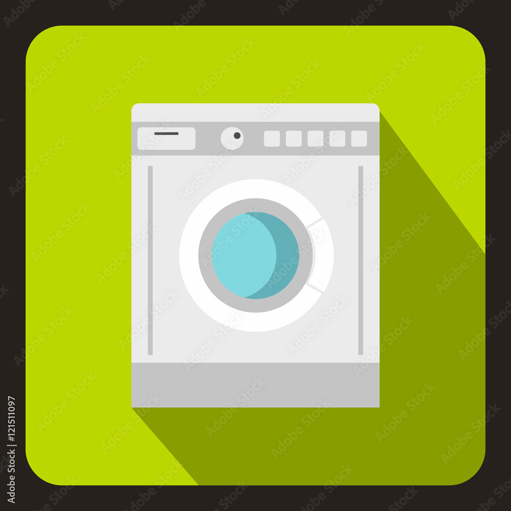Washing machine icon in flat style on a lime background vector illustration Washing machine icon in flat style on a lime background vector illustration