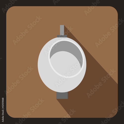 Urinal or chamber pot for men icon in flat style on a coffee background vector illustration