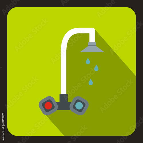 Dripping tap icon in flat style on a lime background vector illustration
