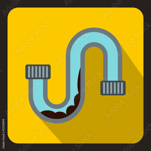 Clog in the pipe icon in flat style on a yellow background vector illustration