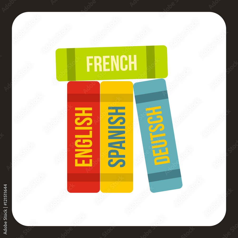 Books of foreign languages icon in flat style with long shadow. Translate symbol vector illustration Books of foreign languages icon in flat style with long shadow. Translate symbol vector illustration