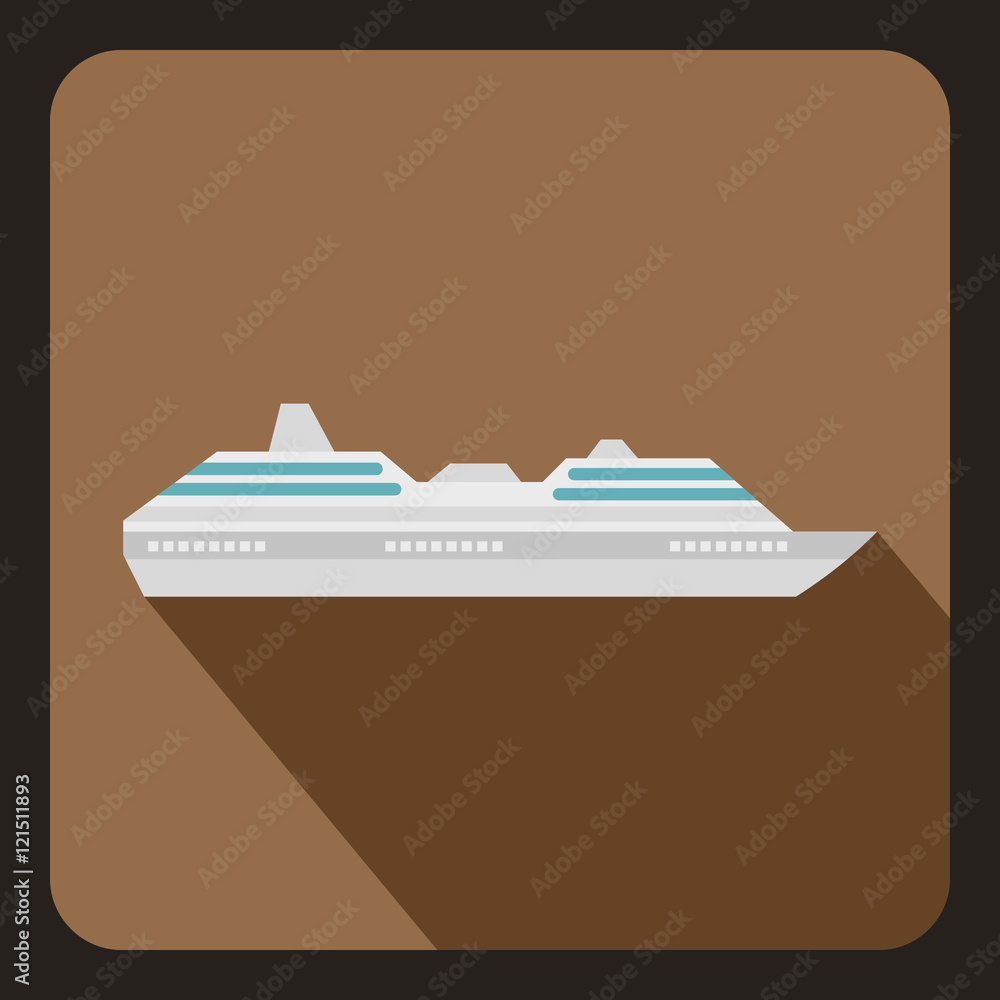 Yacht icon in flat style with long shadow. Water transport symbol vector illustration Yacht icon in flat style with long shadow. Water transport symbol vector illustration