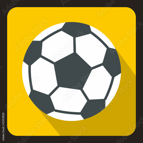 Soccer ball icon in flat style with long shadow. Game symbol vector illustration