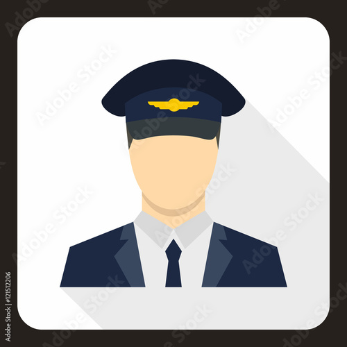 Pilot icon in flat style with long shadow. People symbol vector illustration