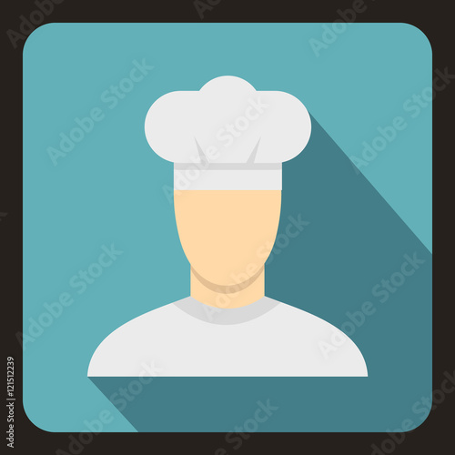 Chef icon in flat style with long shadow. Job symbol vector illustration