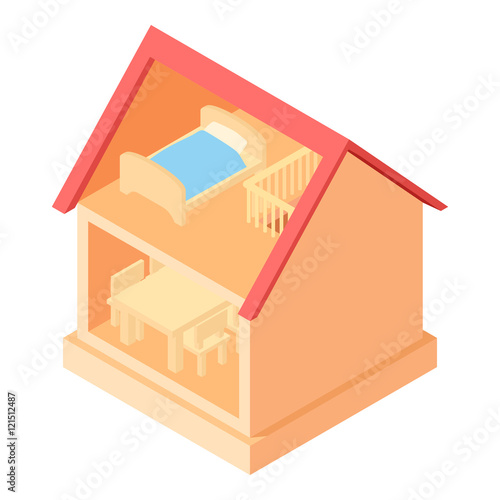 Toy house interior icon in cartoon style isolated on white background vector illustration
