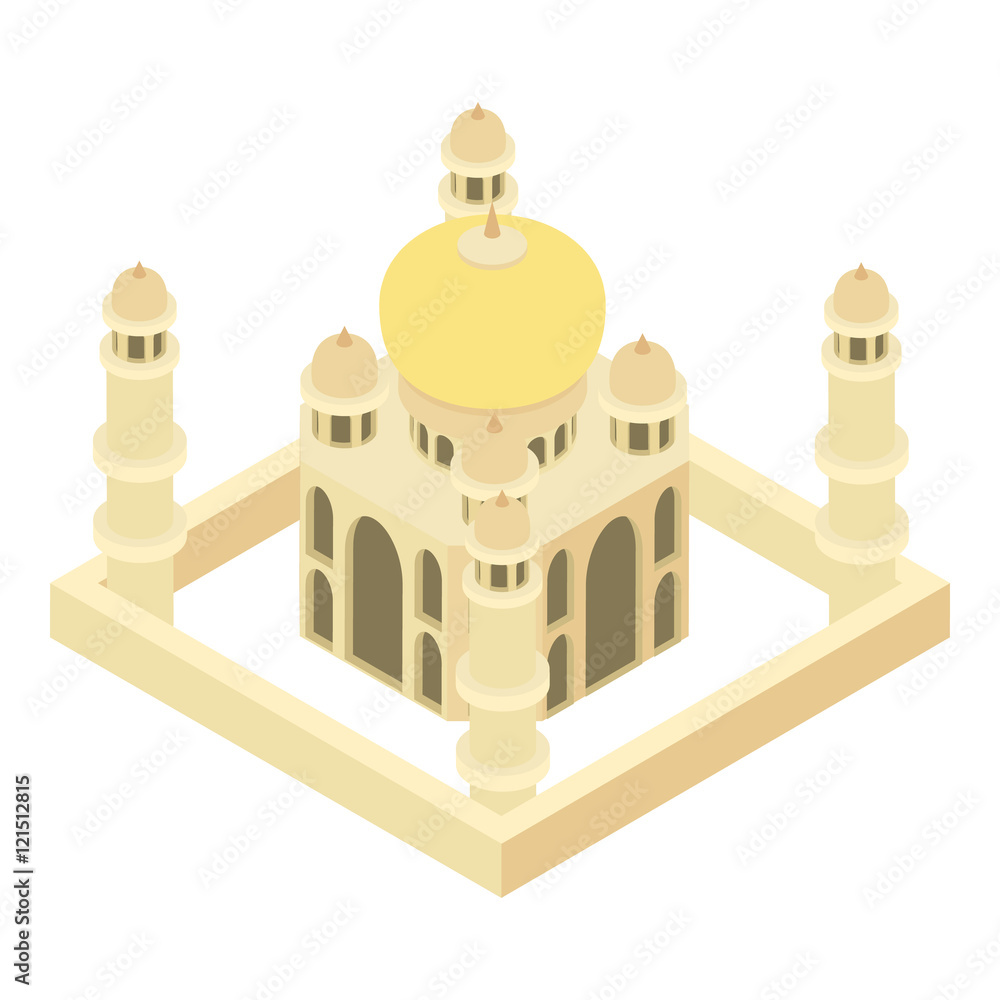 Taj Mahal icon in cartoon style isolated on white background. Landmark symbol vector illustration