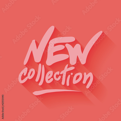 new collection hand written text, illustration in red color back